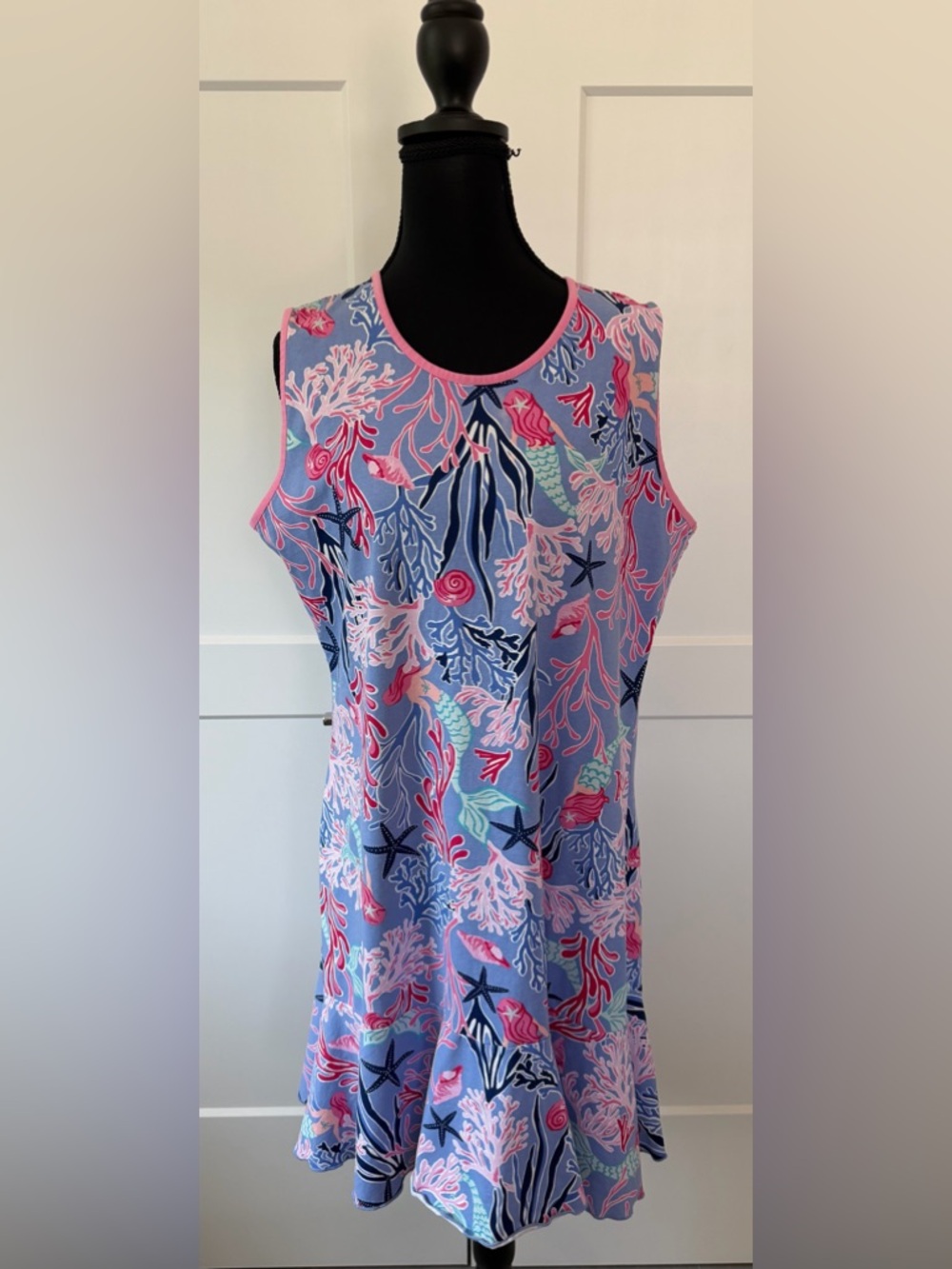 EUC Ana Clare Under the Sea Mermaid Print Sleeveless Sheila Shift Dress, Large